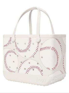 Bogg Bag White Baseball Print Tote Bnwt